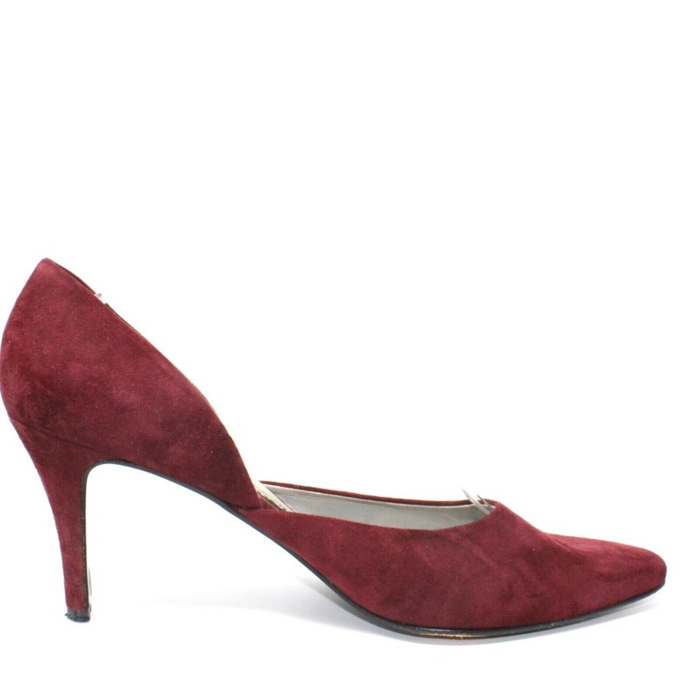 Ellen Tracy Linda Allard Womens Sz 10M Pumps Burgundy Red Suede Kitten High Heel - Picture 6 of 12